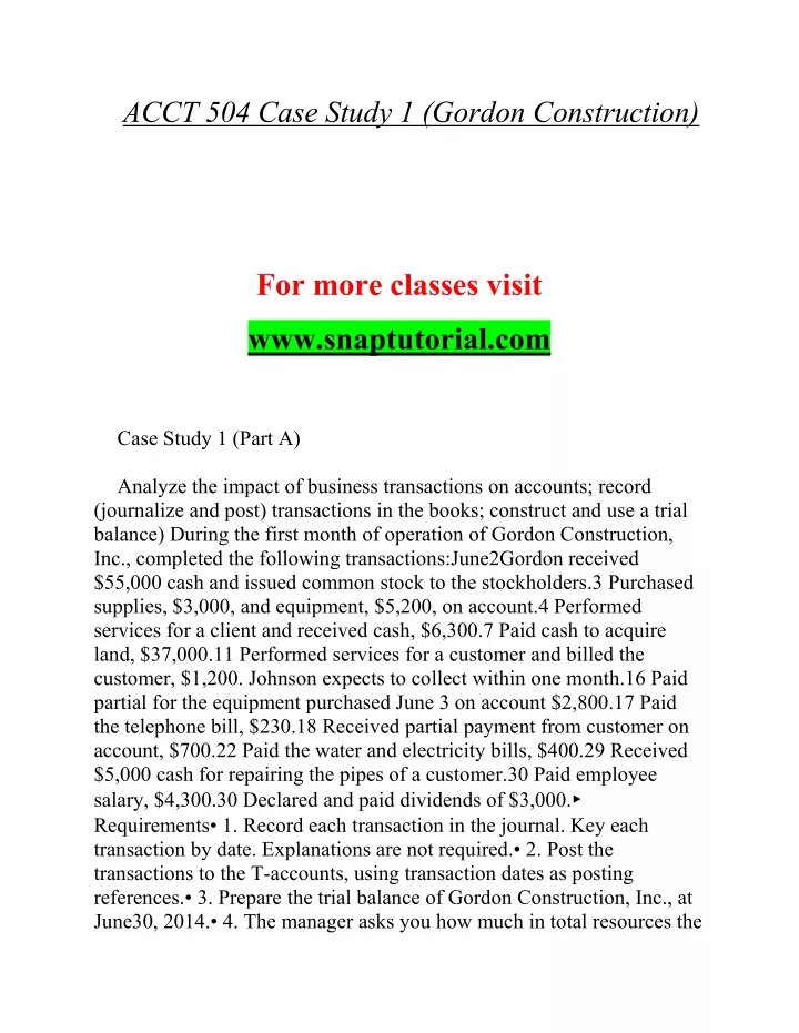 acct 504 case study 1 gordon construction