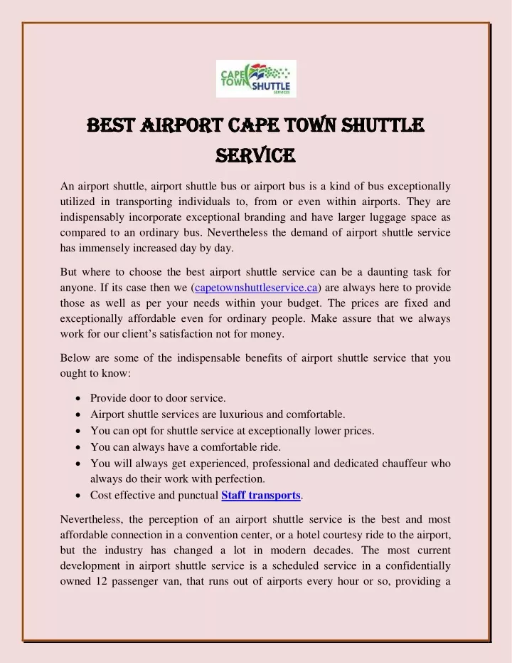 best best a airport irport cape town s service