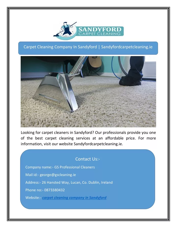 carpet cleaning company in sandyford