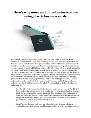 Plastic Business Cards- K12print.