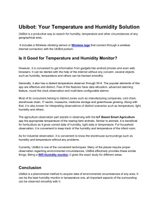 ubibot your temperature and humidity solution