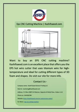 Eps CNC Cutting Machine | Kashifsaeed.com