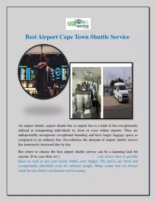 Airport Cape Town Shuttle Service