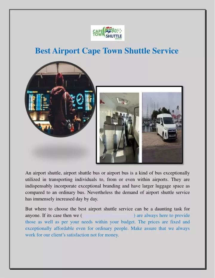 best airport cape town shuttle service