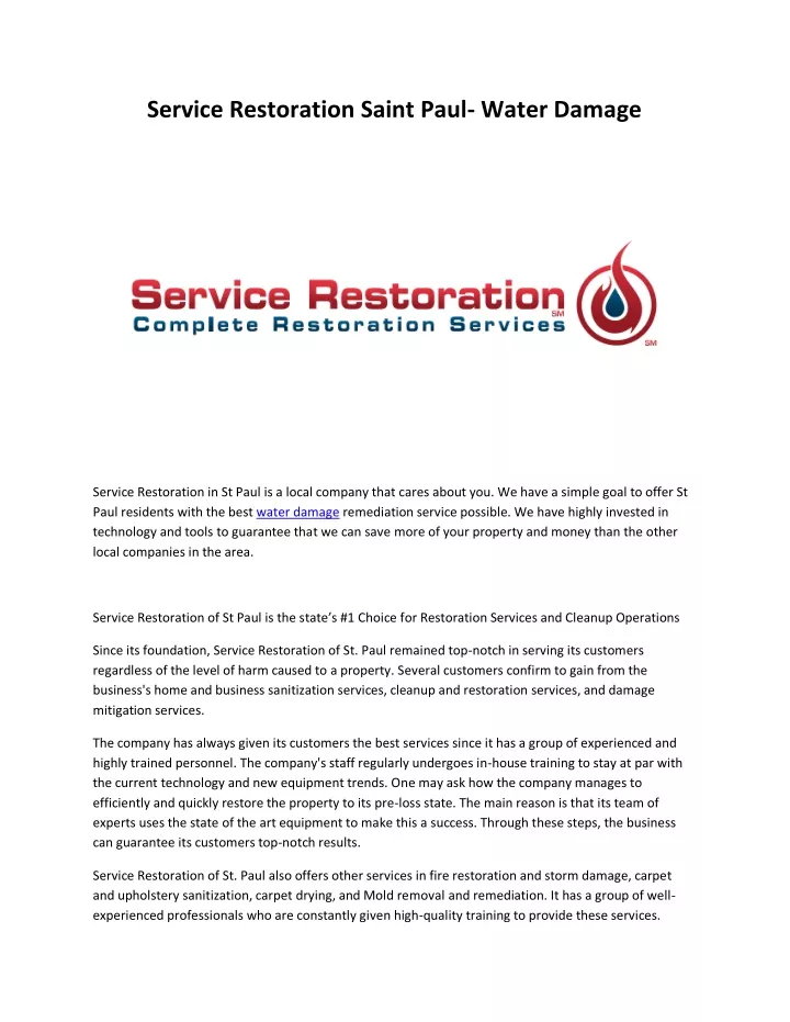 service restoration saint paul water damage