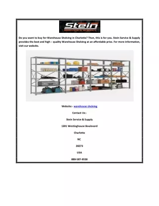 Warehouse Shelving | Stein Service & Supply