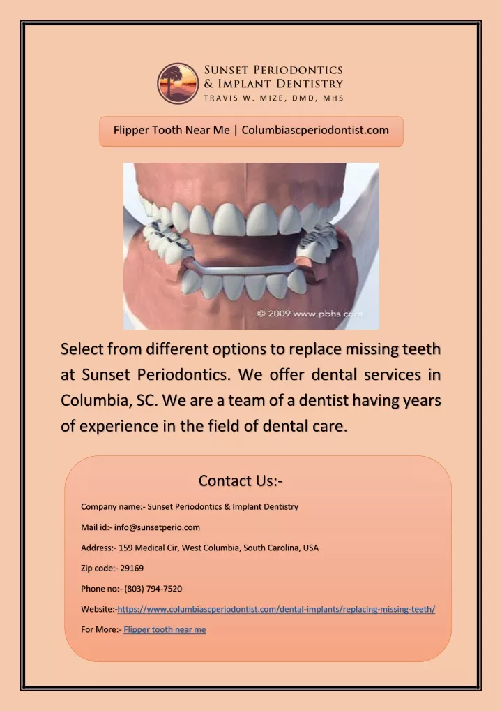 flipper tooth near me columbiascperiodontist com