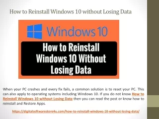 How to Reinstall Windows 10 without Losing Data - digitalsoftwarestore