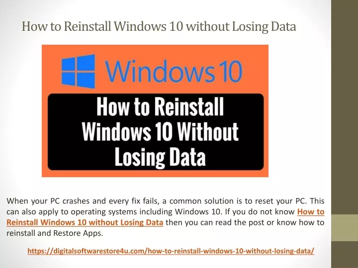 how to reinstall windows 10 without losing data