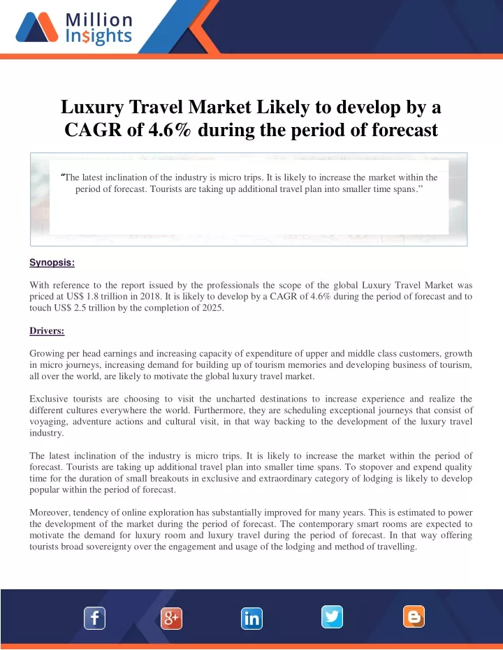 luxury travel market likely to develop by a cagr