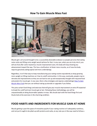 How To Gain Muscle Mass Fast