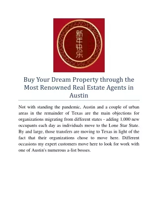 Buy Your Dream Property through the Most Renowned Real Estate Agents in Austin