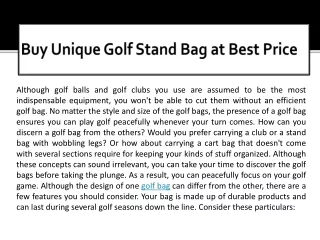 Buy Unique Golf Stand Bag at Best Price