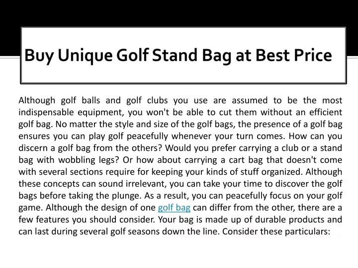 buy unique golf stand bag at best price