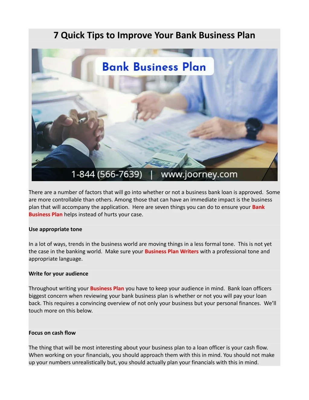PPT - 7 Quick Tips to Improve Your Bank Business Plan PowerPoint ...