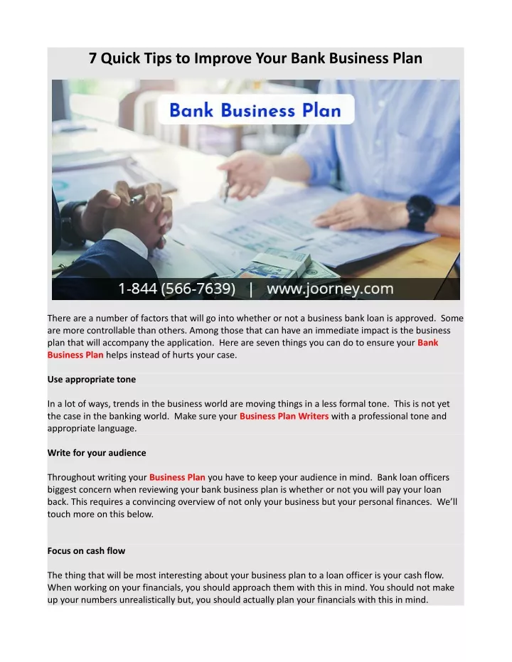 7 quick tips to improve your bank business plan