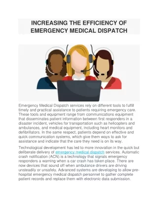 INCREASING THE EFFICIENCY OF EMERGENCY MEDICAL DISPATCH
