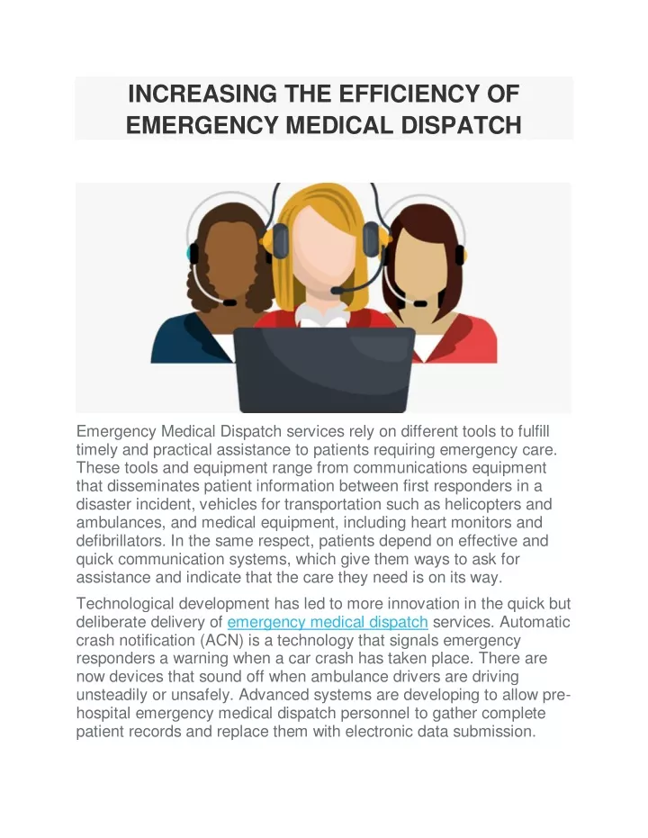 increasing the efficiency of emergency medical