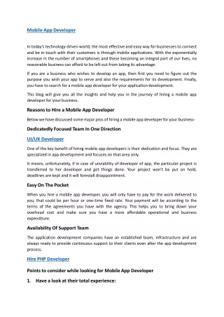 Mobile App Developer