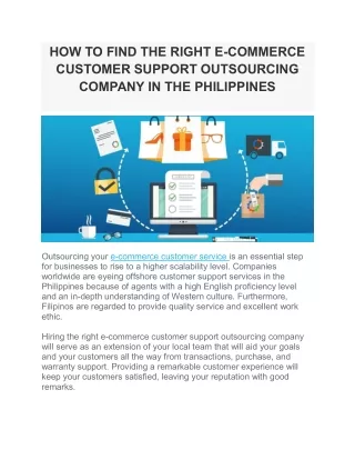 HOW TO FIND THE RIGHT E-COMMERCE CUSTOMER SUPPORT OUTSOURCING COMPANY IN THE PHILIPPINES