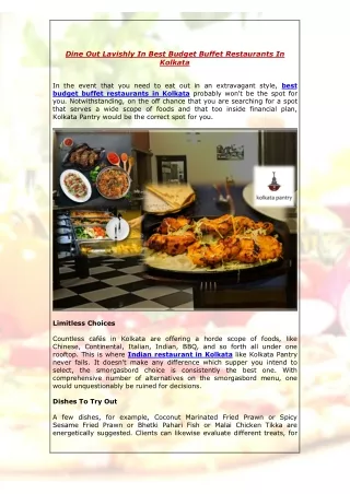 Dine Out Lavishly In Best Budget Buffet Restaurants In Kolkata