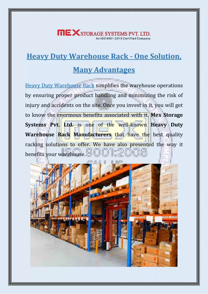 heavy duty warehouse rack one solution