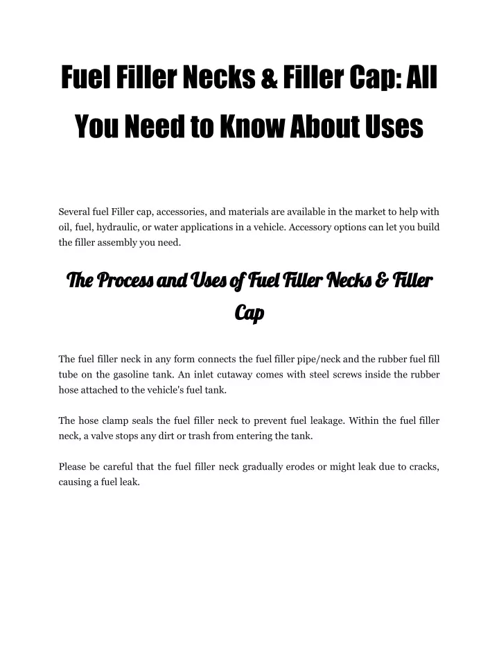 fuel filler necks filler cap all you need to know