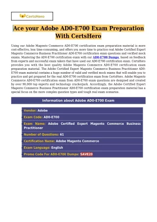 CertsHero Adobe AD0-E700 Dumps PDF - Guarantee Success (2021) 