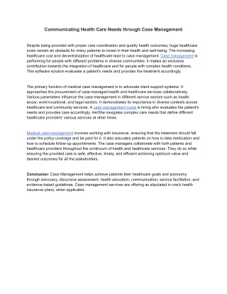 communicating health care needs through case