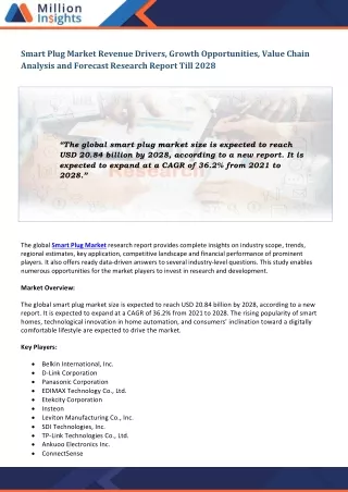 smart plug market revenue drivers growth