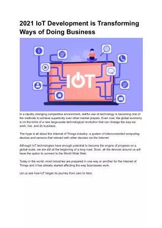 2021 iot development is transforming ways