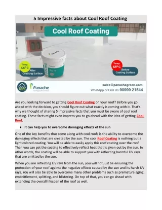 5 Impressive facts about Cool Roof Coating