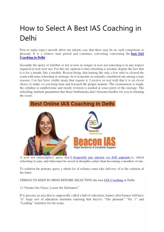 how to select a best ias coaching in delhi
