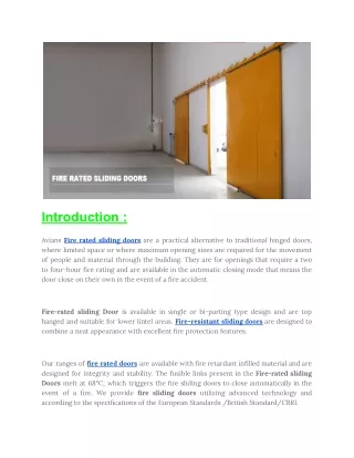 Fire Rated Sliding Doors Manufacturer In India