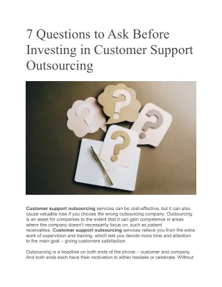 7 Questions to Ask Before Investing in Customer Support Outsourcing