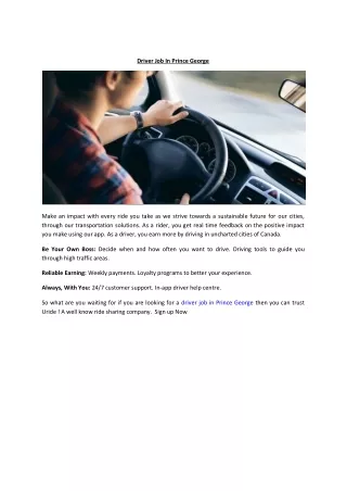 driver job in prince-george.