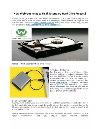 how webroot helps to fix if secondary hard drive