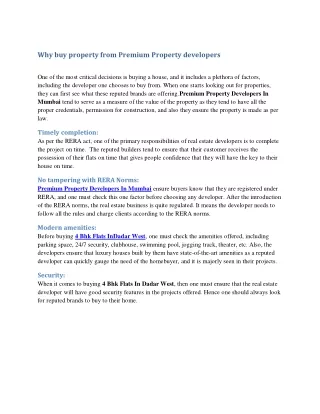 why buy property from Premium Property developers