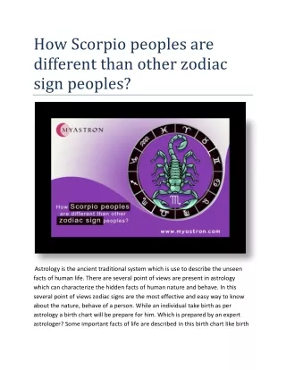 How Scorpio peoples are different than other zodiac sign peoples