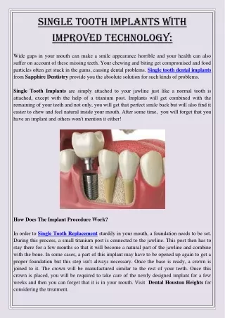 single tooth implants with improved technology