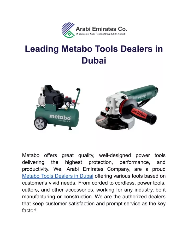 leading metabo tools dealers in dubai