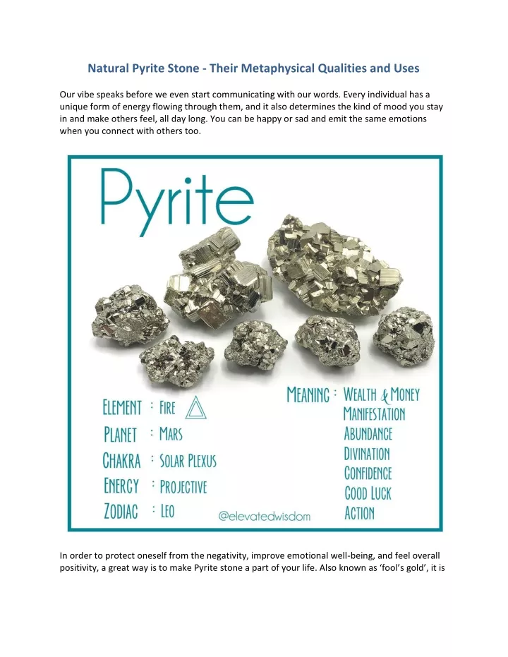 natural pyrite stone their metaphysical qualities