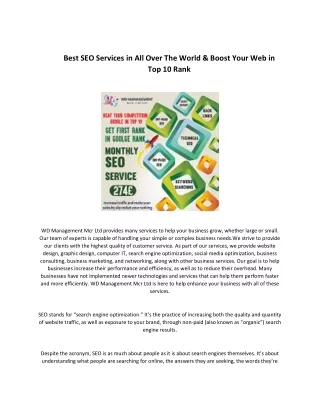 best seo services in all over the world boost