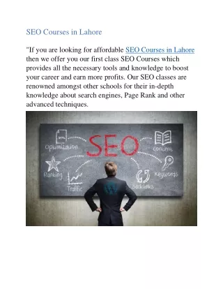 SEO Courses in Lahore