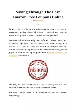 Saving Through The Best Amazon Free Coupons Online