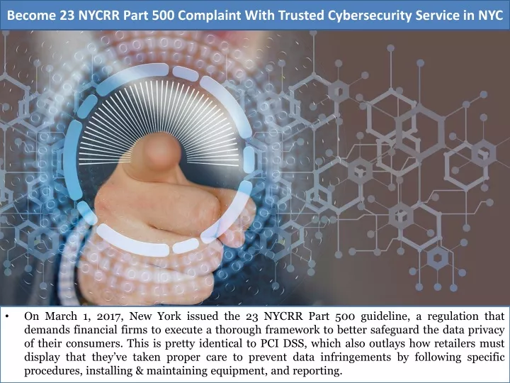 become 23 nycrr part 500 complaint with trusted cybersecurity service in nyc