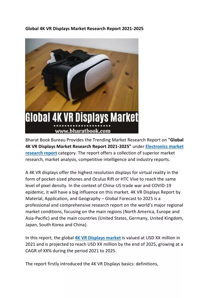 global 4k vr displays market research report 2021