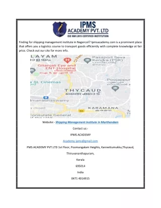 Shipping Management Institute in Marthandam | Ipmsacademy.com
