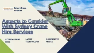 Aspects to Consider With Sydney Crane Hire Services