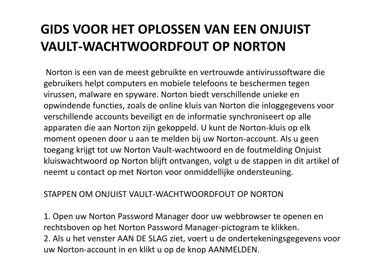 gids voor het oplossen van een onjuist vault